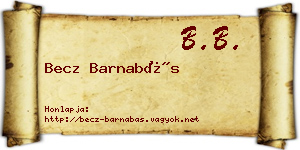 Becz Barnabás névjegykártya
